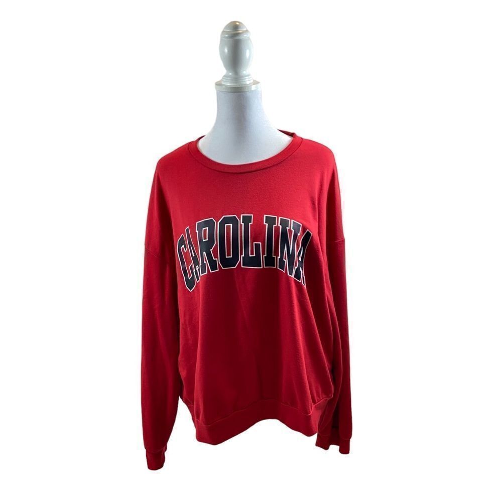 Shein Carolina Red Drop Shoulder Sweatshirt Size Large